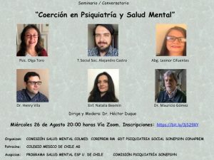 Seminario / Conversatorio “Coerción en Psiquiatría y Salud Mental”